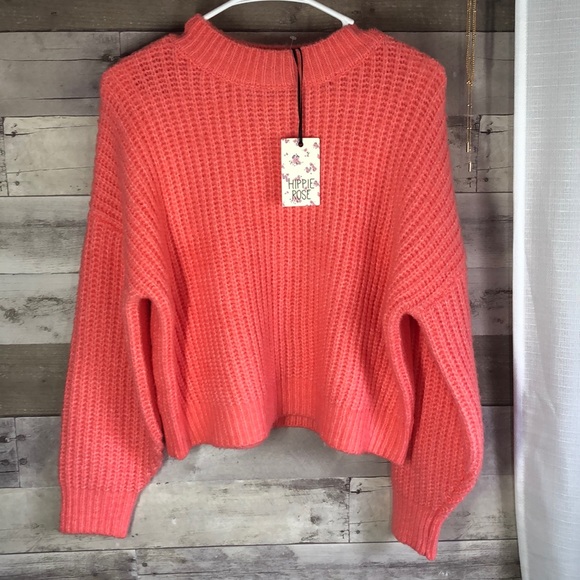 Hippie Rose Sweaters - Hippie Rose crop sweater, super creamy pink M